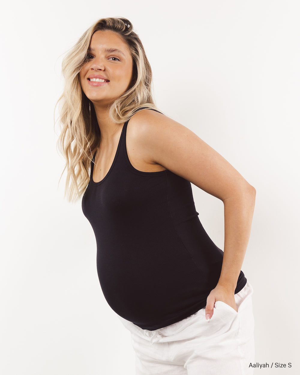 Daily Ribbed Maternity Tank - Black