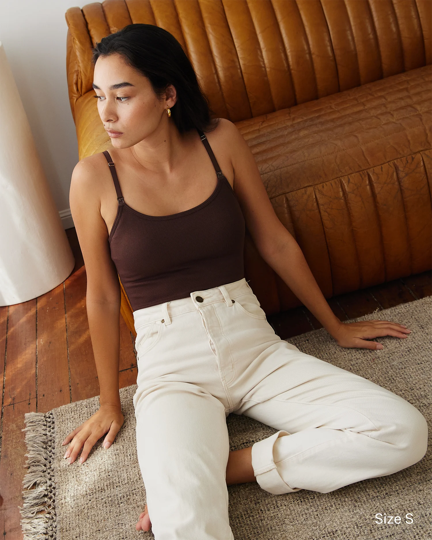 Soft Ribbed Nursing Tank - Cocoa Brown