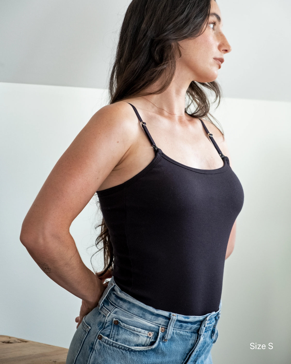 Soft Ribbed Nursing Tank - Black