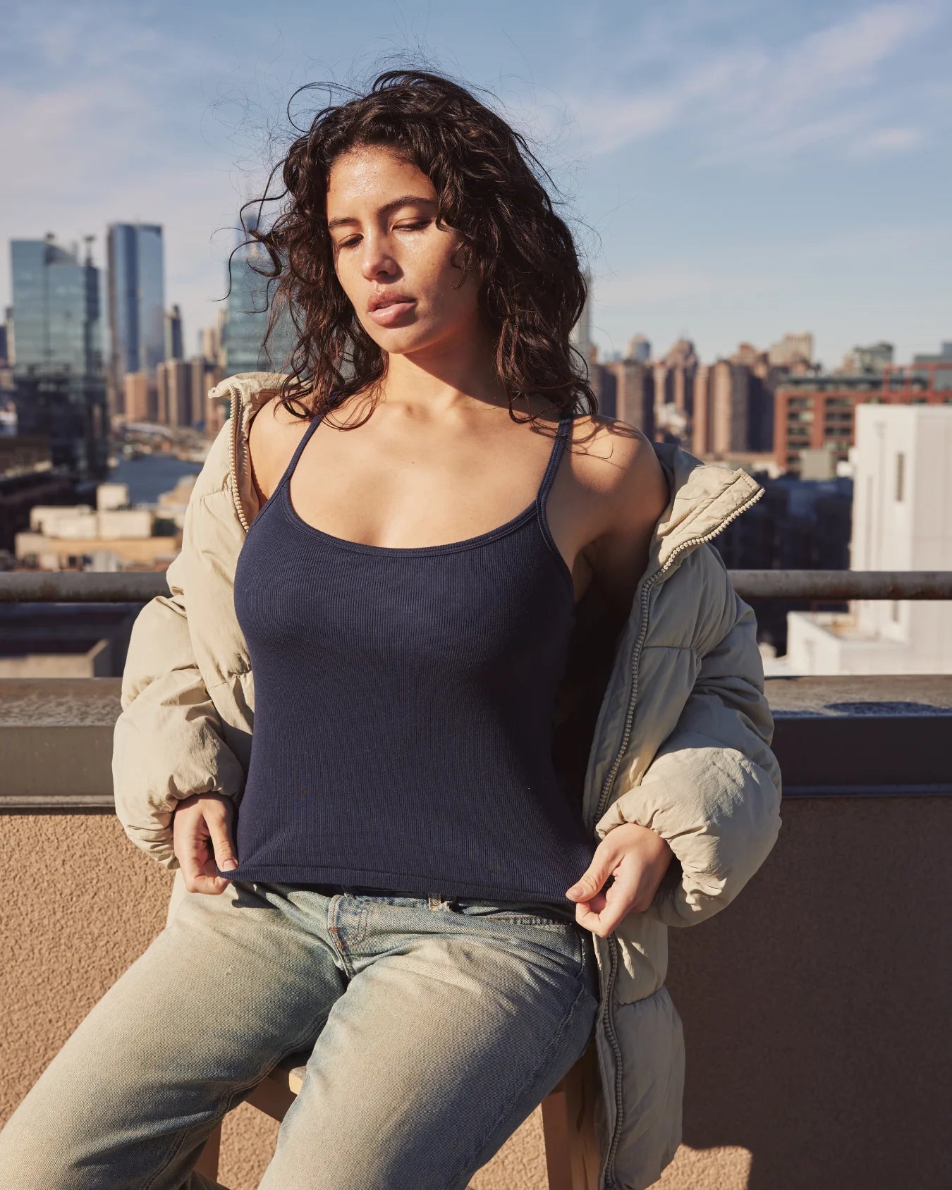 Ribbed Bra Top - True Navy