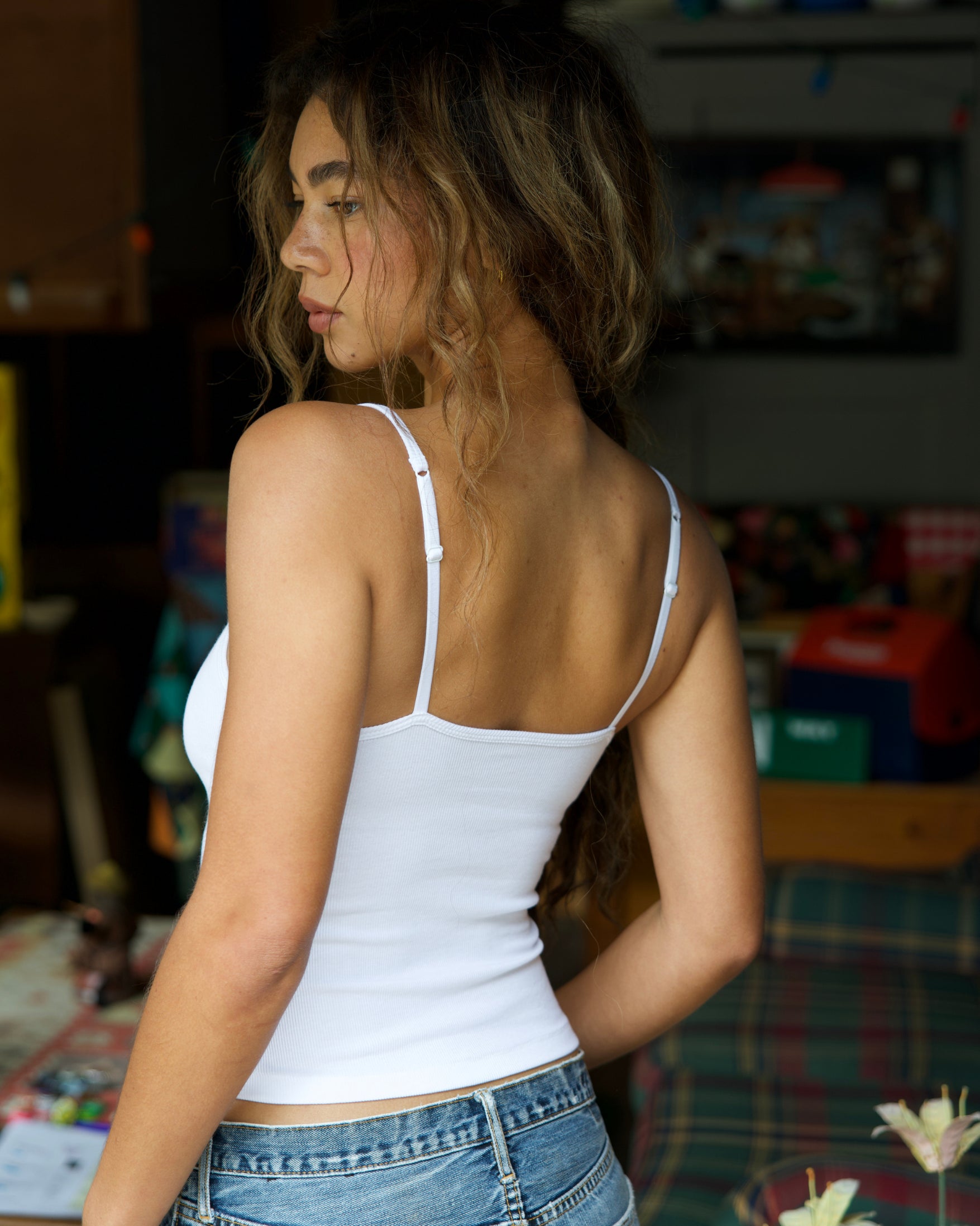Ribbed Bra Top - White (Lighter Rib)